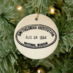 Library Stamp Smithsonian Institution 1944 Ceramic Tree Decoration