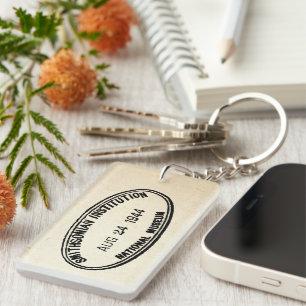 Library Stamp Smithsonian Institution 1944 Key Ring