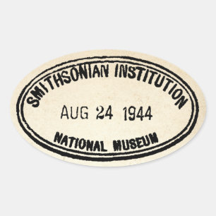 Library Stamp Smithsonian Institution 1944 Oval Sticker