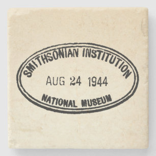 Library Stamp Smithsonian Institution 1944 Stone Coaster