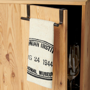 Library Stamp Smithsonian Institution 1944 Tea Towel
