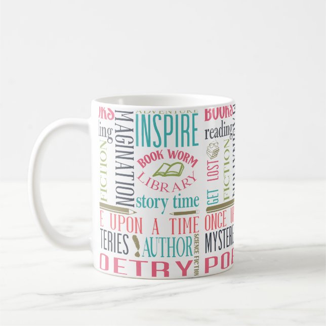 Library Subway Art Scrapbook Paper Coffee Mug (Left)
