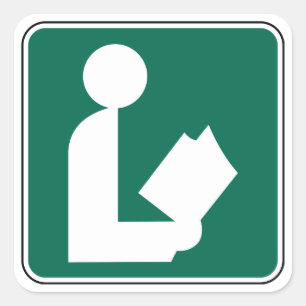 Library Symbol Roadside Sign Square Sticker