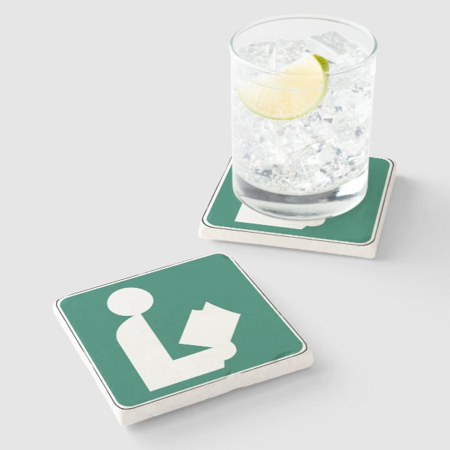 Library Symbol Roadside Sign Stone Coaster (Side)