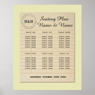 Library Table Wedding Author Poster Seating Yellow