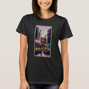 Library Under the Waterfall Magical Kingdom Blosso T-Shirt