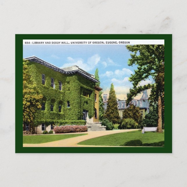 Library, University of Oregon, Eugene Vintage Postcard (Front)