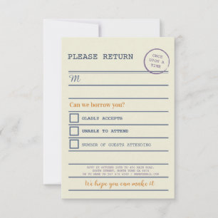 Library Wedding RSVP Book Return Cards