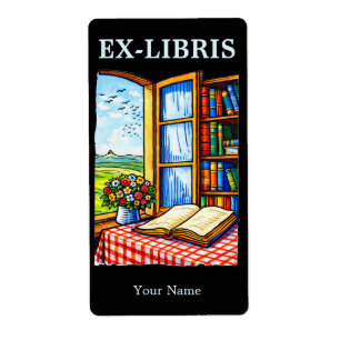 Library Window Color Bookplate Ex Libris Template