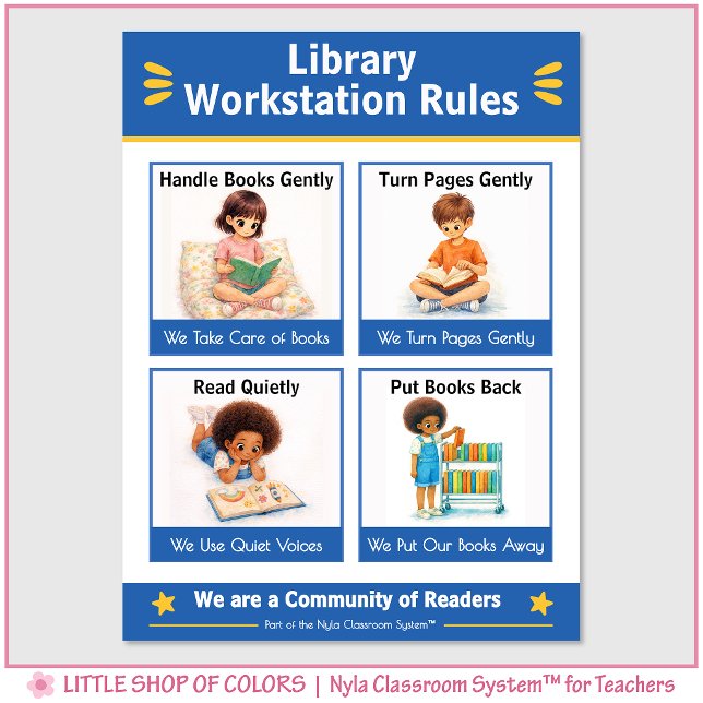 Library Workstation Rules Teacher Anchor Chart (Creator Uploaded)