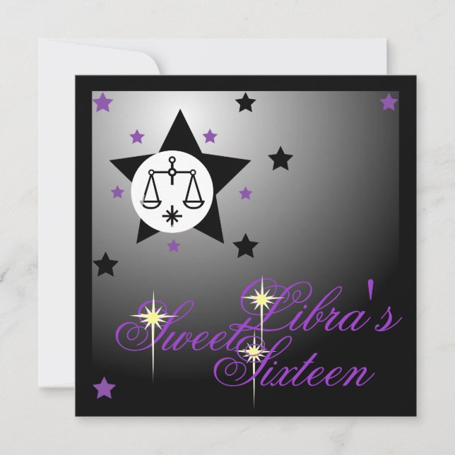 Libra's Zodiacal Fortune Sweet Sixteen-Customise Invitation (Front)