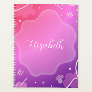 Libreta Kawaii Rosa y Morado con Nombre Planner