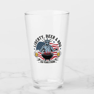 Librity Beer & bbq 250th Years Strong 4th of July Glass
