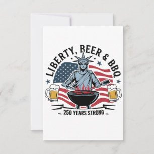 Librity Beer & bbq 250th Years Strong 4th of July  Thank You Card
