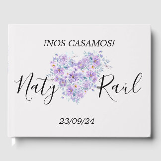 Libro de visitas en tonos lilas  guest book