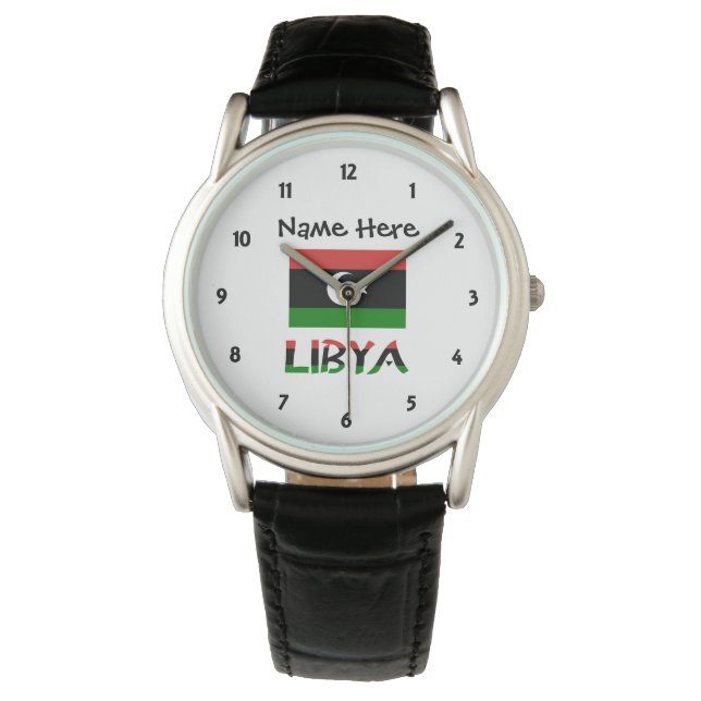 Libya and Libyan Flag Personalised  Watch (Front)