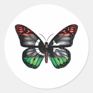 Libya butterfly monarch flag classic round sticker