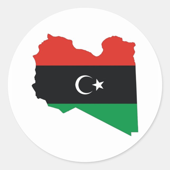 libya country flag map classic round sticker (Front)