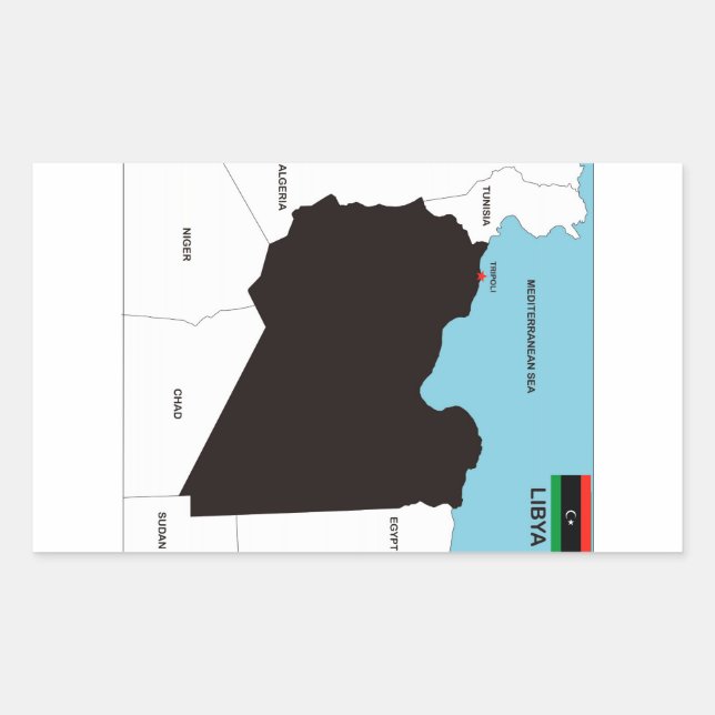 libya country political map flag rectangular sticker (Front)