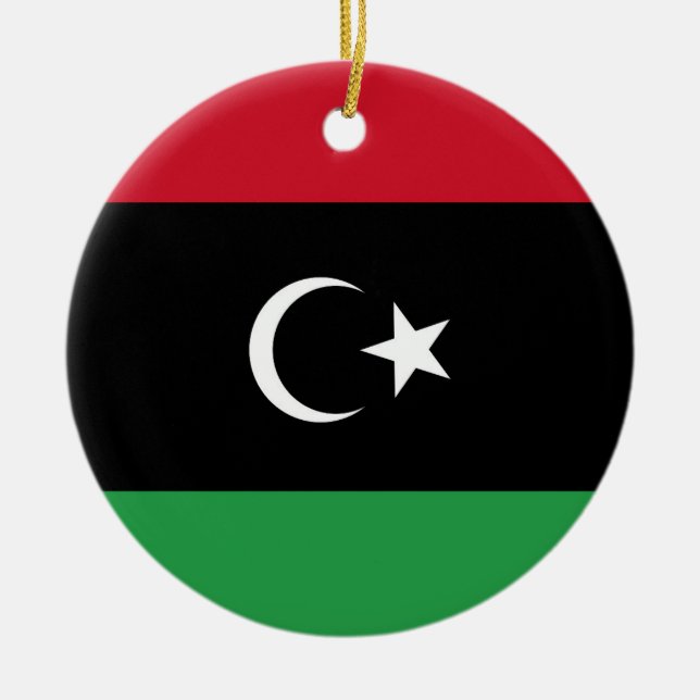 Libya flag ceramic tree decoration (Front)