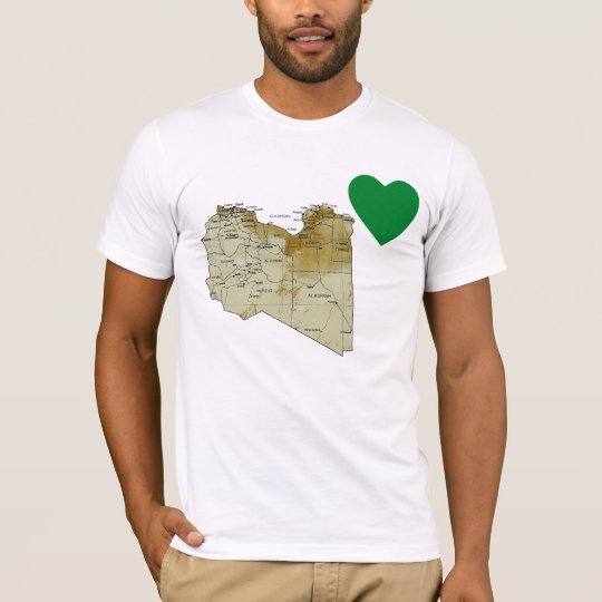 Libya Flag Heart and Map T-Shirt