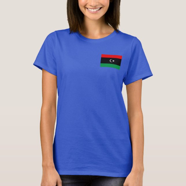 Libya Flag + Map T-Shirt (Front)