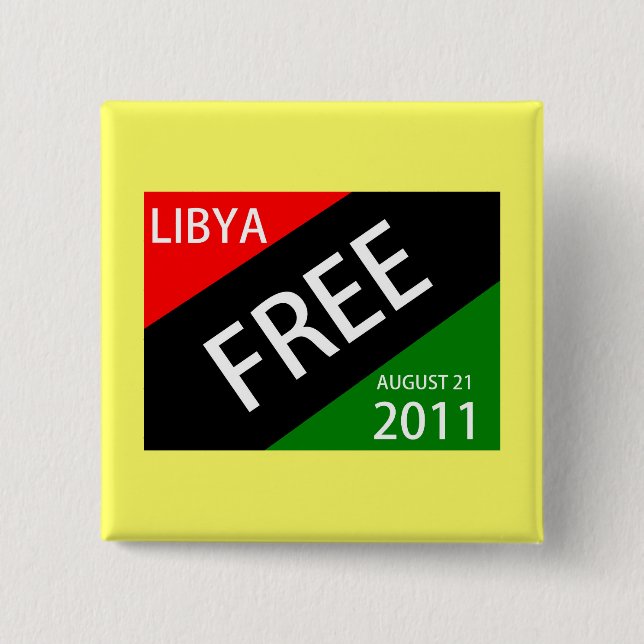 LIBYA FREE AUGUST 21 2011 15 CM SQUARE BADGE (Front)