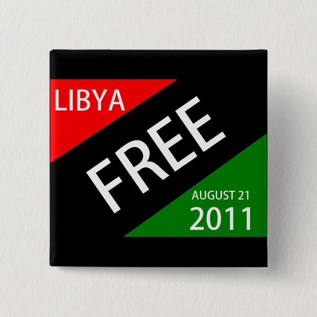 LIBYA FREE AUGUST 21 2011 15 CM SQUARE BADGE (Front)