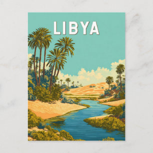 Libya Illustration Travel Art Vintage Postcard