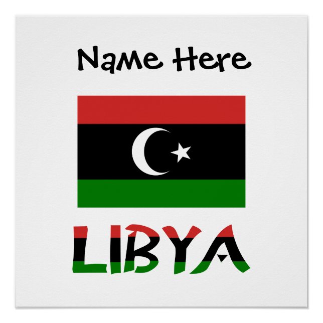 Libya Libyan Flag Black Personalisation  Poster (Front)