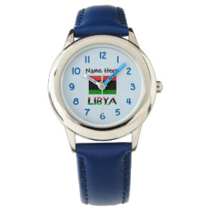 Libya Libyan Flag Black Personalisation Watch