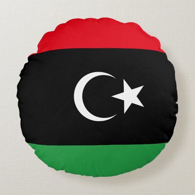 Libya (Libyan) Flag Round Cushion (Front)