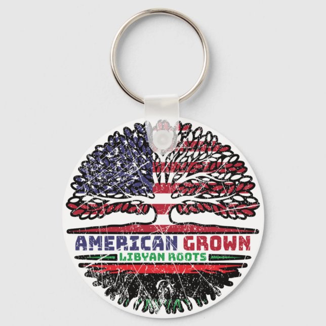 Libya Libyan US American USA United States Tree Key Ring (Front)