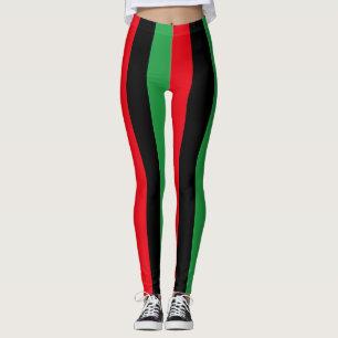 Libya National Flag Colours Vertical Striped Leggings