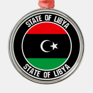 Libya Round Emblem Metal Tree Decoration