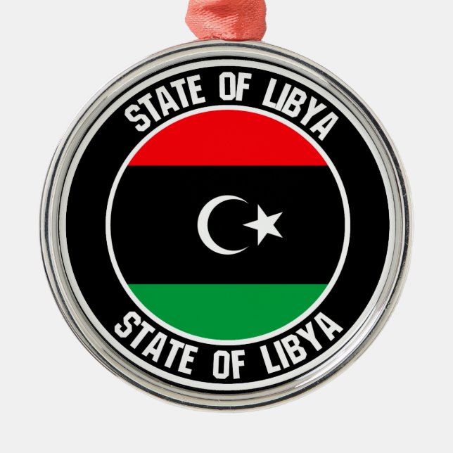 Libya Round Emblem Metal Tree Decoration (Front)