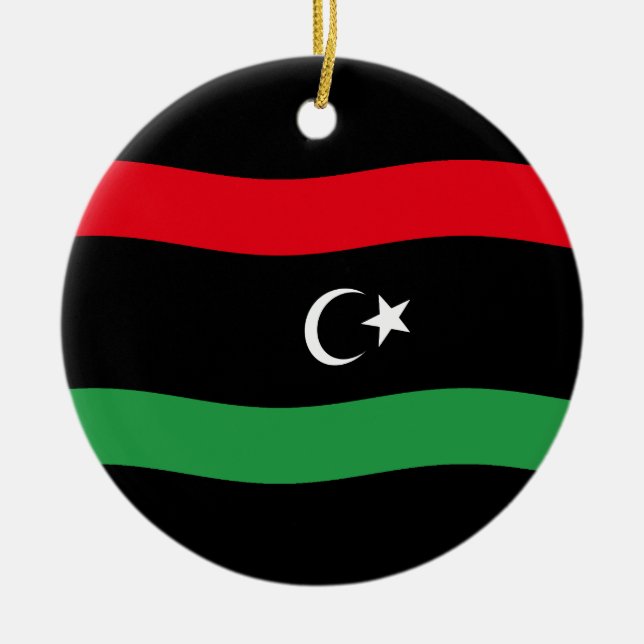 Libyan Flag Ceramic Tree Decoration (Front)