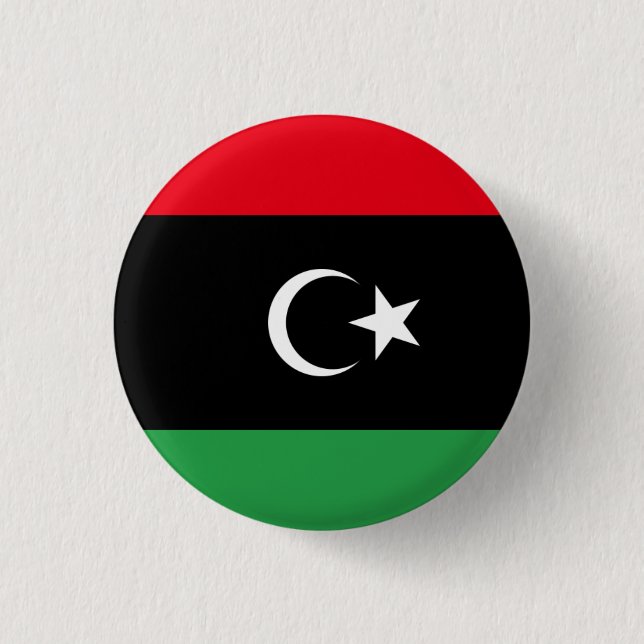 Libyan Flag, Flag of Libya 3 Cm Round Badge (Front)