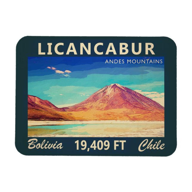 Licancabur South America Vintage  Magnet (Horizontal)