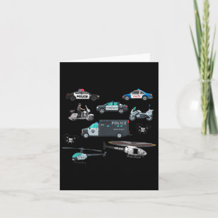 Lice Vehicles Cop Helicopter Toddlers Kids Women M Card