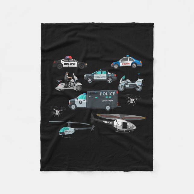 Lice Vehicles Cop Helicopter Toddlers Kids Women M Fleece Blanket (Front)