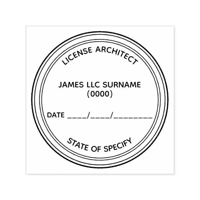License architect state, date & registration seal self-inking stamp (Design)