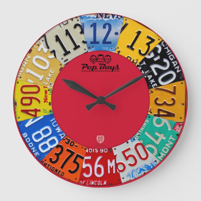License Plate Art Clock Vintage Numbers New V1 (Front)