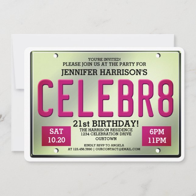 License Plate Birthday Invitations (Front)