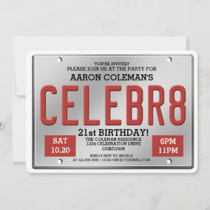 License Plate Birthday Invitations