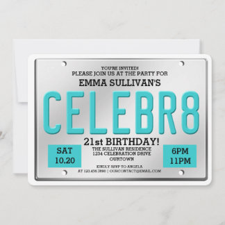 License Plate Birthday Invitations