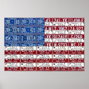 License Plate Flag of the United States USA 2012 Poster