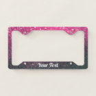 License Plate Frame - Your Text Glitter Pink Black