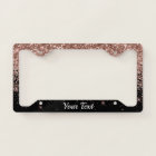 License Plate Frame -Your Text Glitter Rose Gold