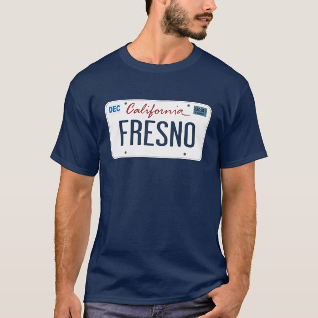 License Plate Fresno California T Shirt (Front)